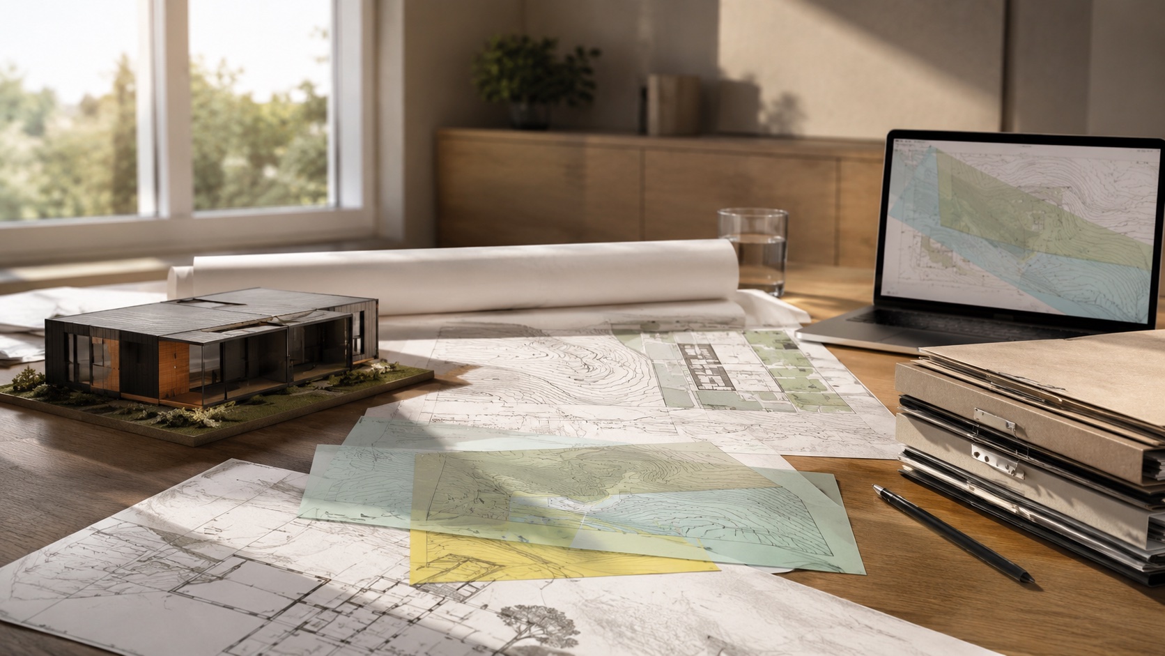 Feasibility plans and site overlays used for modular and traditional build comparison